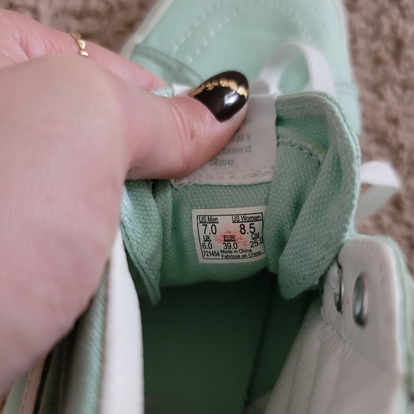 💜 Vans sk8 hi sneakers gossamer Green white 8.5 - Picture 7 of 9
